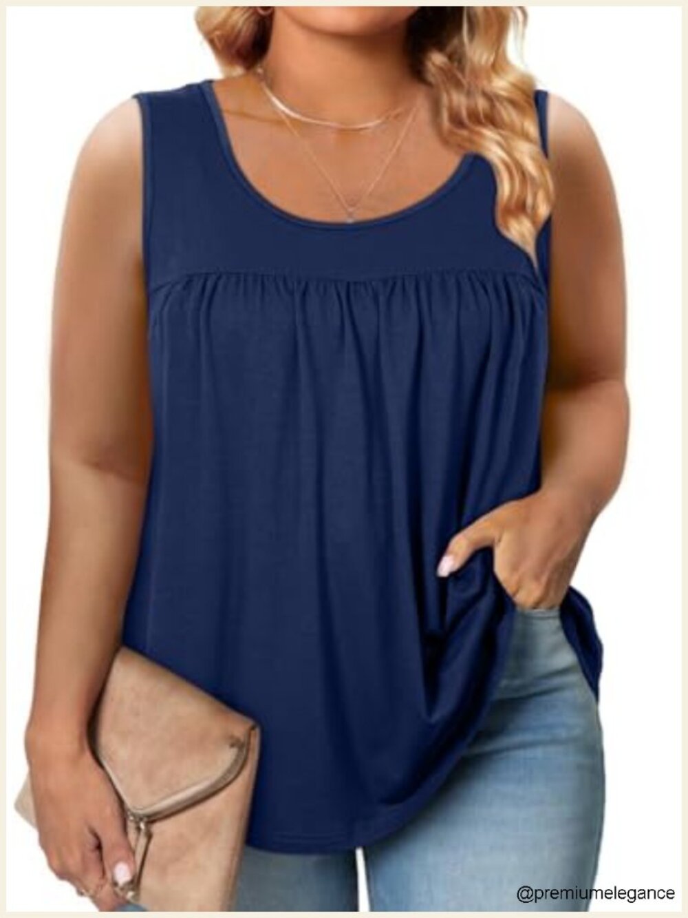 Plus Size Tank Top Sleeveless Crew Neck Loose Fit Summer